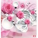 Wall murals pink roses in modern composition with circles 3D