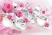 Wall murals pink roses in modern composition with circles 3D