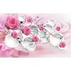 Wall murals pink roses in modern composition with circles 3D