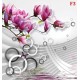 Wall murals pink magnolia 3d effect geometric white wall