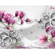 Wall murals pink magnolia 3d effect geometric white wall