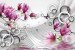 Wall murals pink magnolia 3d effect geometric white wall