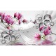Wall murals pink magnolia 3d effect geometric white wall