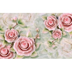 Wall murals porcelain 3D relief pink flowers in 2 variants