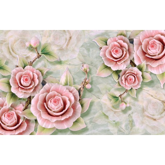 Wall murals porcelain 3D relief pink flowers in 2 variants