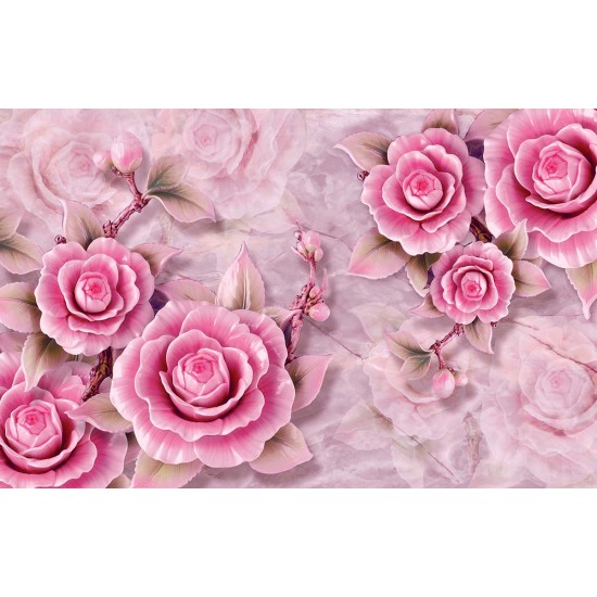 Wall murals porcelain 3D relief pink flowers in 2 variants