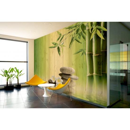 Photo mural spa with bamboo background wooden structure Photo mural spa with bamboo background wooden structure