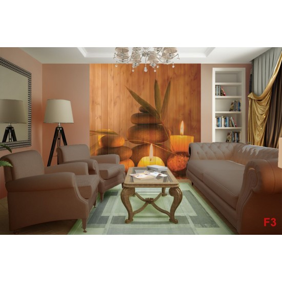 Photo mural spa candles brown background wooden structure