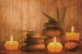 Photo mural spa candles brown background wooden structure