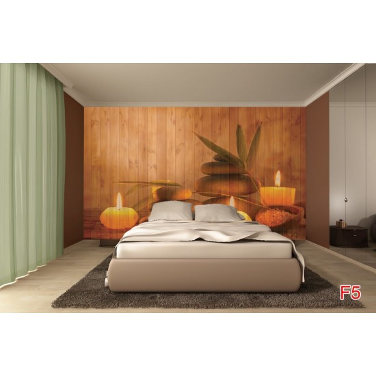 Photo mural spa candles brown background wooden structure