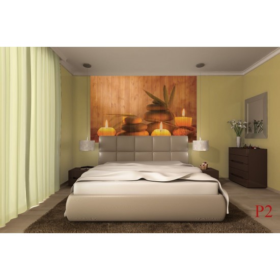 Photo mural spa candles brown background wooden structure