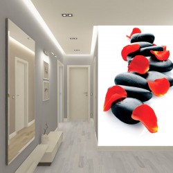 Wall murals path with spa stones and red petals