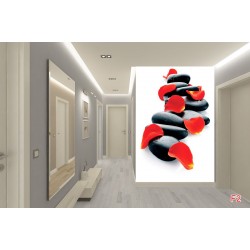 Wall murals path with spa stones and red petals