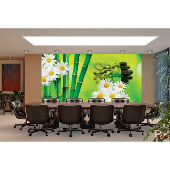 Wallpapers mural a spa composition with bamboo and daisies Wallpapers mural a spa composition with bamboo and daisies