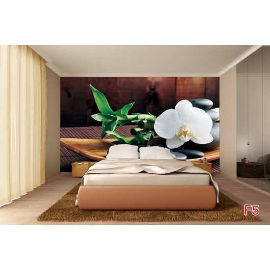 Wallpapers mural spa with orchid in brown
