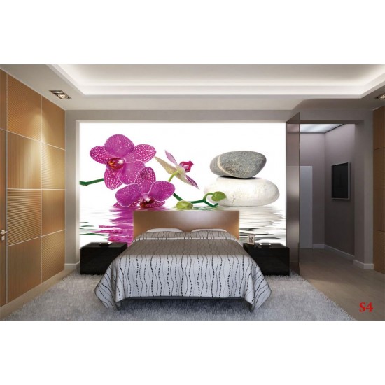 Wallpapers mural orchid and spa stones in water