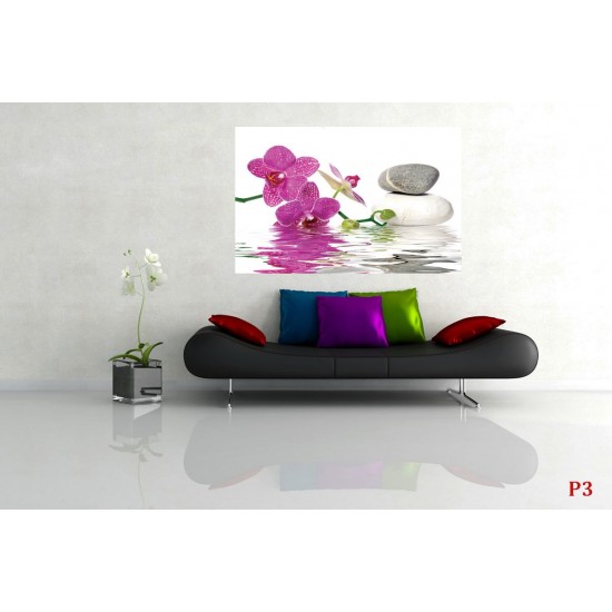 Wallpapers mural orchid and spa stones in water