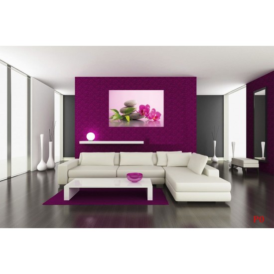 Wallpapers mural orchid and spa stones in pink background