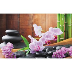 Wallpapers mural spa composition with bamboo and pink flowers