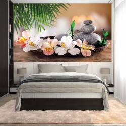 Wallpapers mural Spa composition in brown and pink flowers