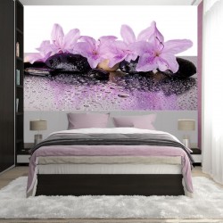 Wallpapers mural spa stones with wonderful purple flowers