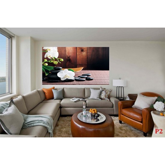 Wallpapers mural spa composition with orchids on brown background