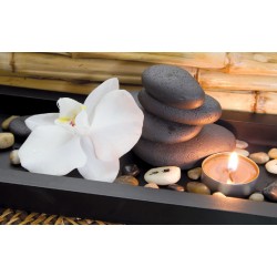 Wallpapers mural spa composition with orchid and candle on brown background Wallpapers mural spa composition with orchid and candle on brown background