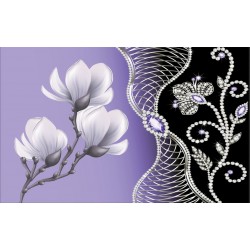 Wallpapers mural with lilium and diamonds in two colors