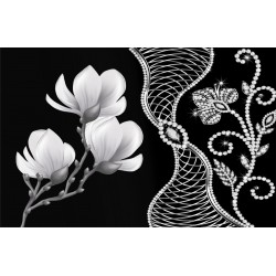 Wallpapers mural with lilium and diamonds in black
