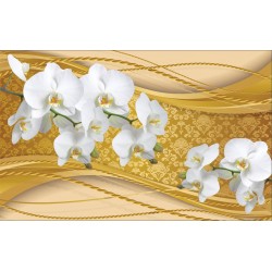 Wallpapers mural white orchids on golden and purple background