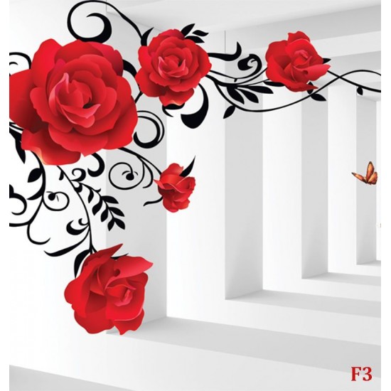 Wall murals 3d model red roses in tunnel Wall murals 3d model red roses in tunnel