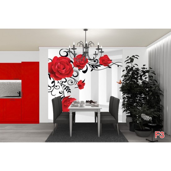 Wall murals 3d model red roses in tunnel Wall murals 3d model red roses in tunnel