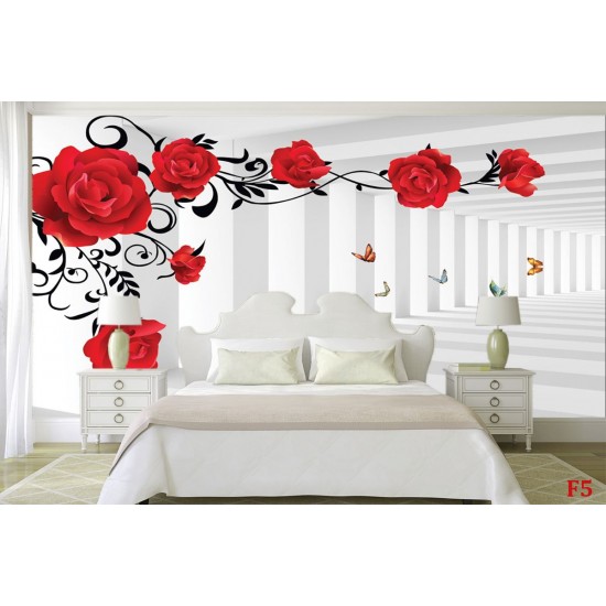 Wall murals 3d model red roses in tunnel Wall murals 3d model red roses in tunnel