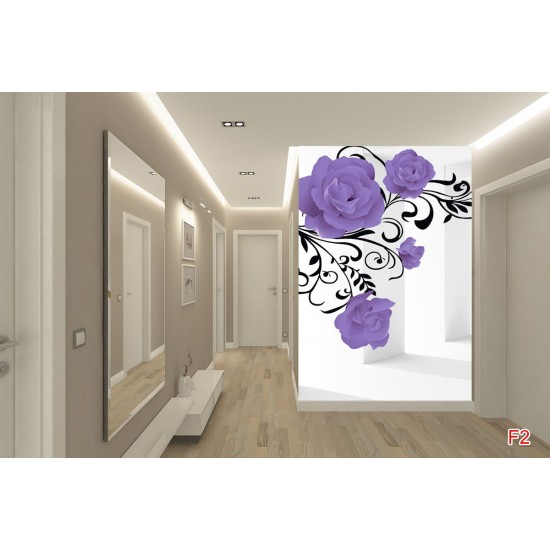 Wall murals 3d mode purple roses in tunnel Wall murals 3d mode purple roses in tunnel