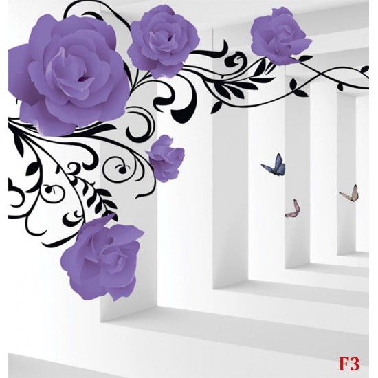 Wall murals 3d mode purple roses in tunnel Wall murals 3d mode purple roses in tunnel