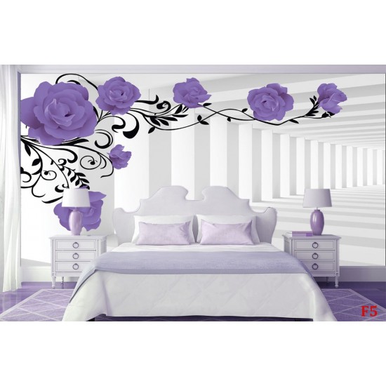 Wall murals 3d mode purple roses in tunnel Wall murals 3d mode purple roses in tunnel