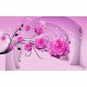 Wallpapers 3D tunnel with pink roses and drops in 2 colors