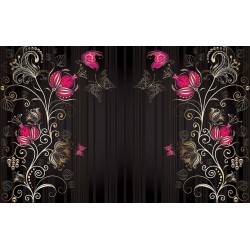 Wallpapers mural Gold ornaments and cyclamen color