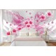 Wall murals 3d abstraction with flowers and pink diamonds