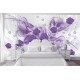 Wall murals 3d abstraction with purple flowers and diamonds