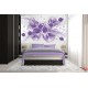 Wall murals 3d abstraction with purple flowers and diamonds
