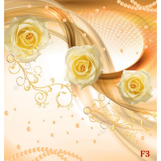 Wall murals composition of roses and ornaments in orange gamma Wall murals composition of roses and ornaments in orange gamma