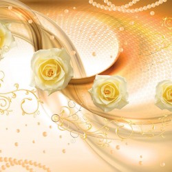 Wall murals composition of roses and ornaments in orange gamma
