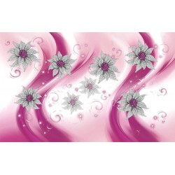Wall murals 3d diamond jewelry flowers in pink