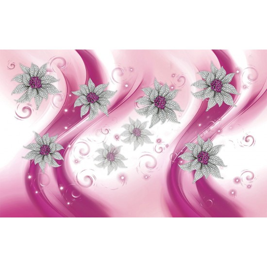 Wall murals 3d diamond jewelry flowers in pink Wall murals 3d diamond jewelry flowers in pink