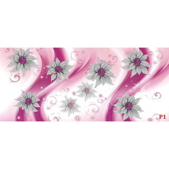 Wall murals 3d diamond jewelry flowers in pink Wall murals 3d diamond jewelry flowers in pink