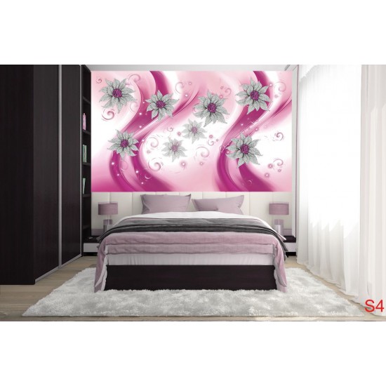 Wall murals 3d diamond jewelry flowers in pink Wall murals 3d diamond jewelry flowers in pink