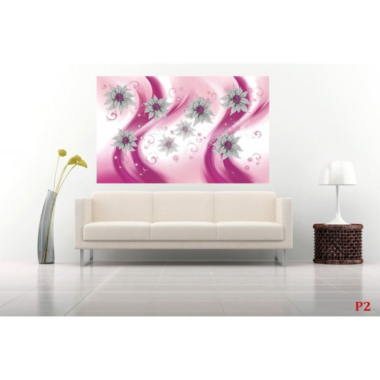 Wall murals 3d diamond jewelry flowers in pink Wall murals 3d diamond jewelry flowers in pink
