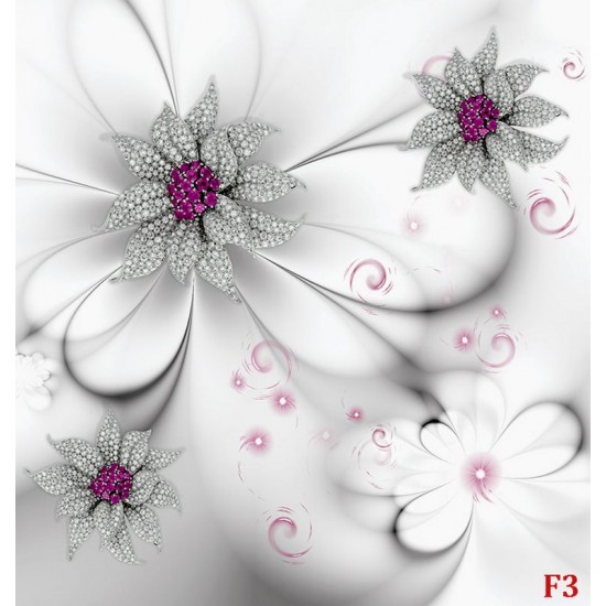 Wall murals diamond flowers on a soft gray background Wall murals diamond flowers on a soft gray background
