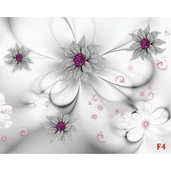Wall murals diamond flowers on a soft gray background Wall murals diamond flowers on a soft gray background